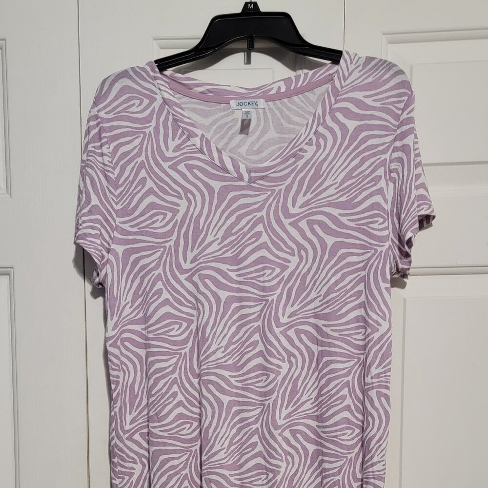 Jockey Cooling Comfort Short Sleeve Sleepshirt, Medium, Lilac Striations